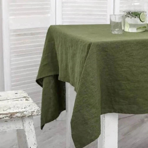 Nappe en lin unie verte