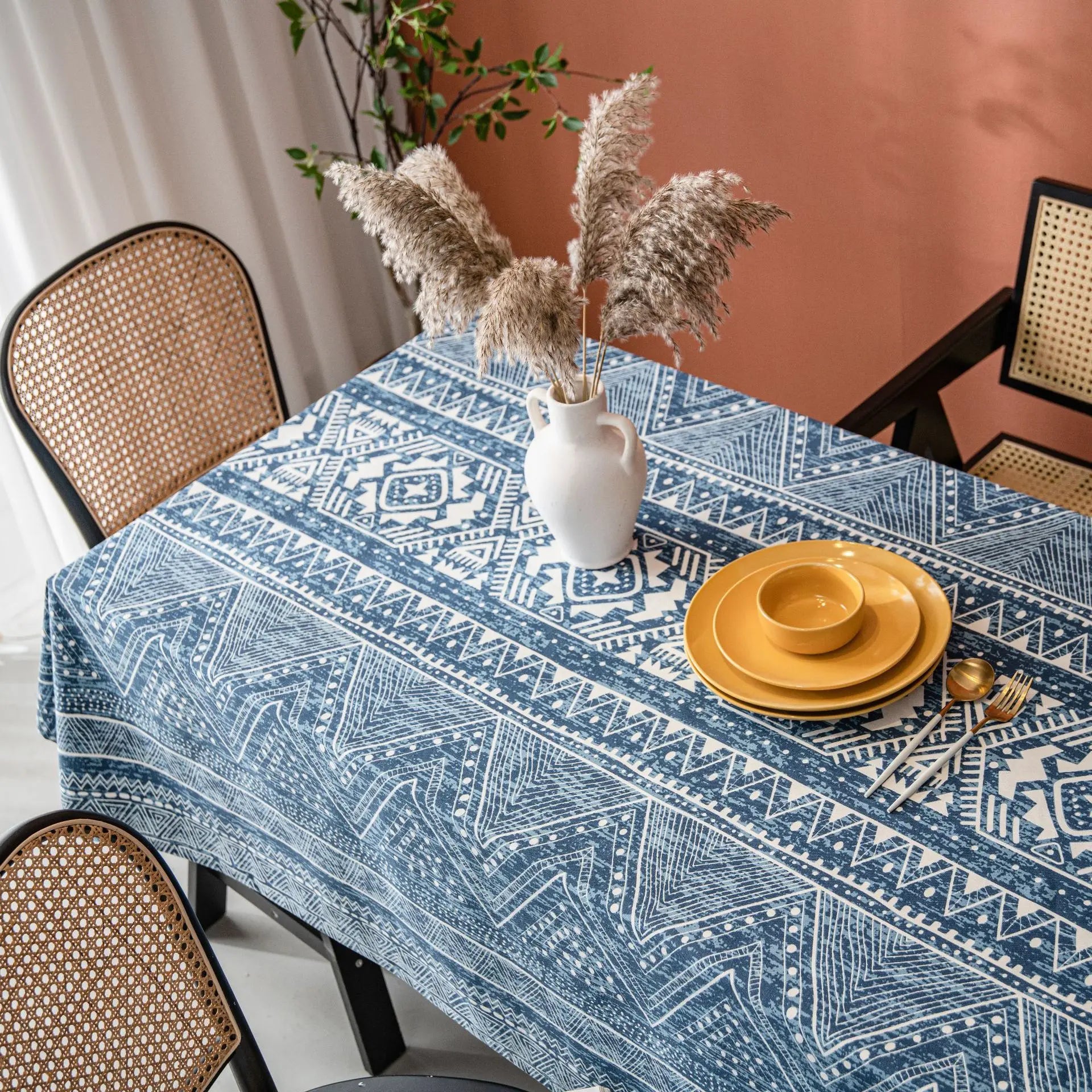 Nappe imprimée en coton lin motif Batik