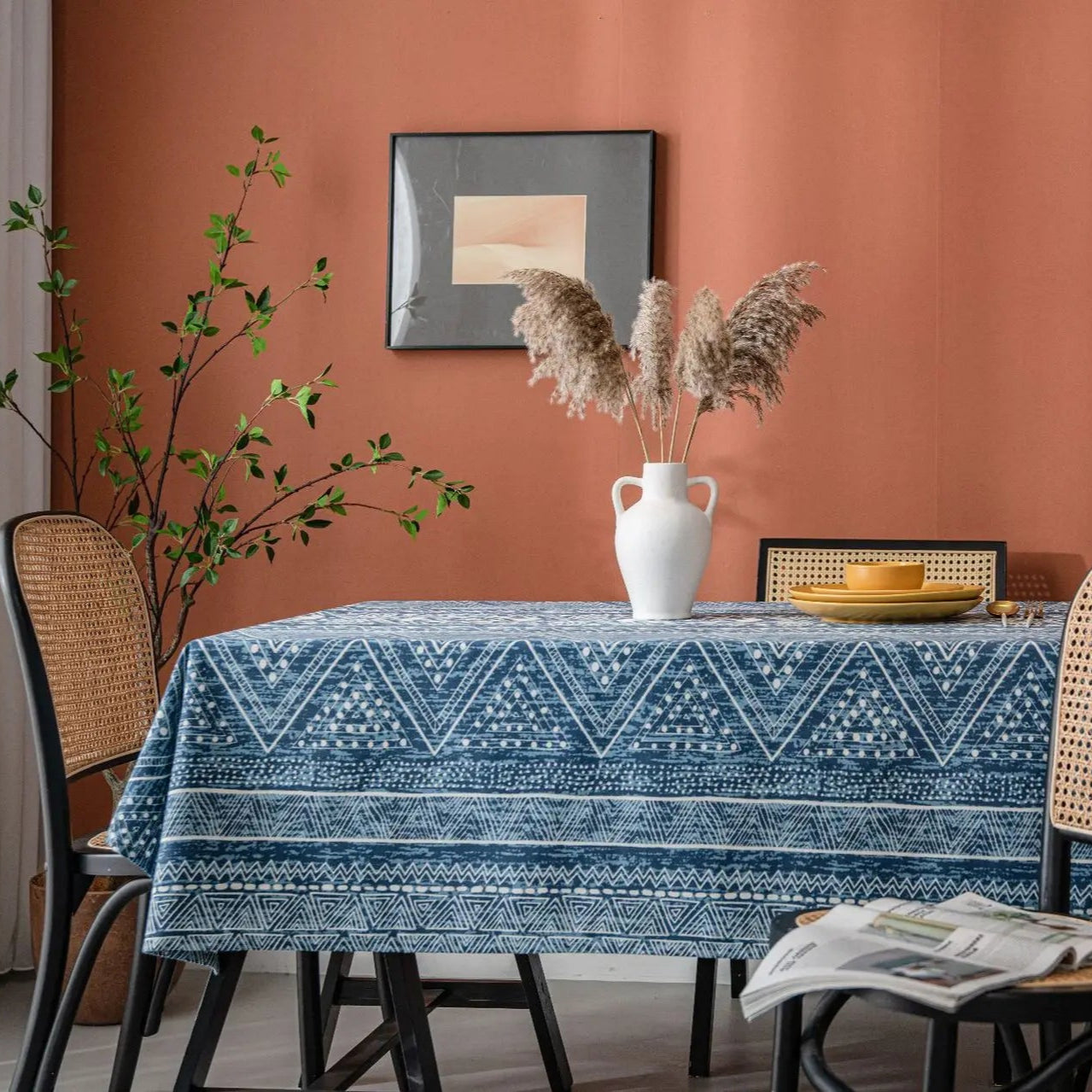 Nappe imprimée en coton lin motif Batik