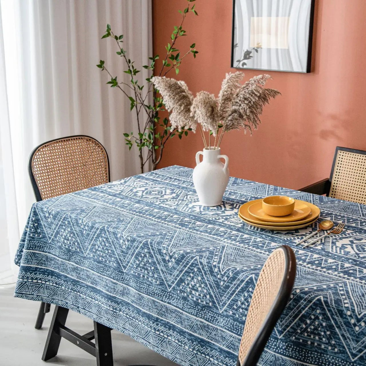 Nappe imprimée en coton lin motif Batik