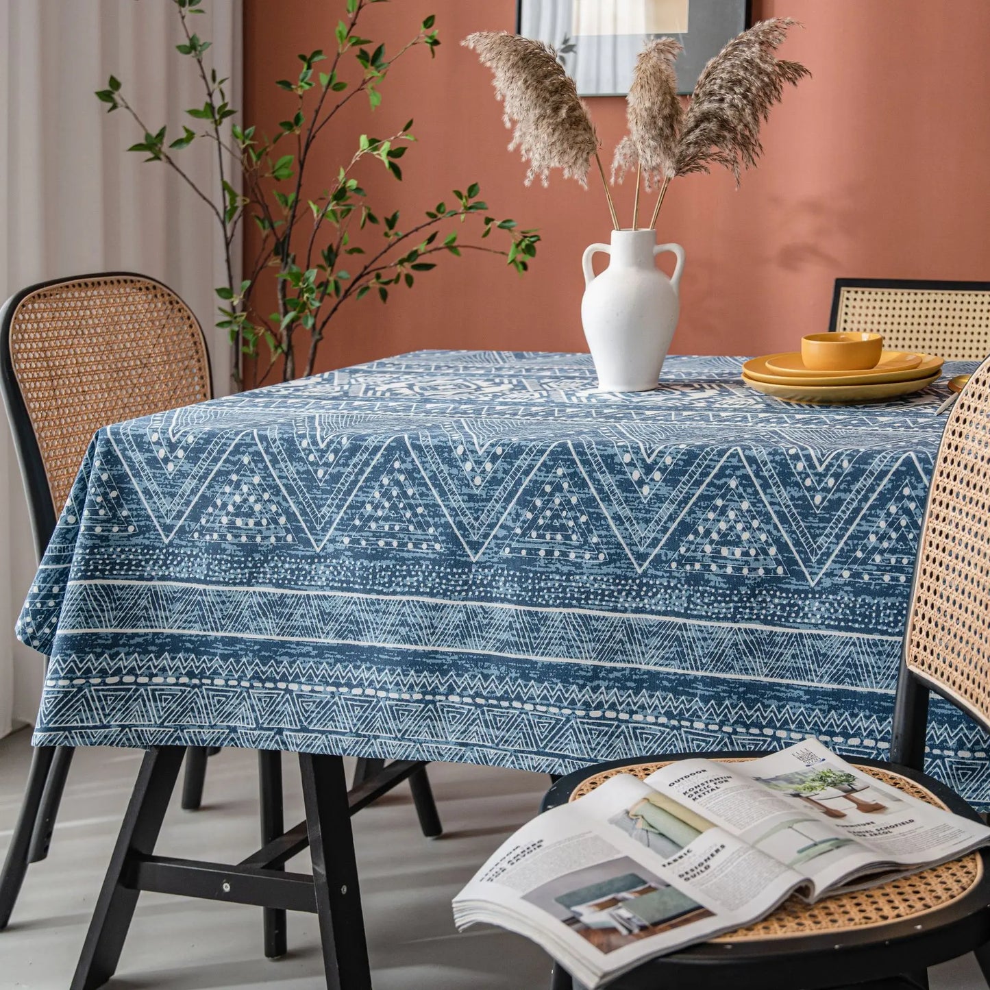 Nappe imprimée en coton lin motif Batik