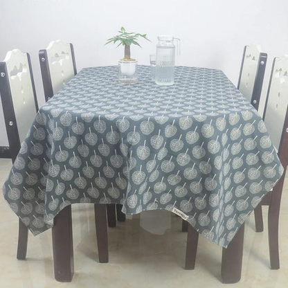 Nappe imprimée carrée en coton lin motif Arbres blancs