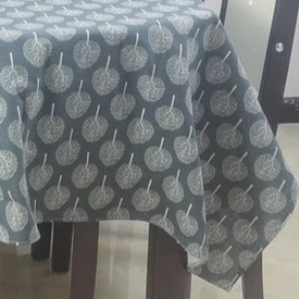 Nappe imprimée carrée en coton lin motif Arbres blancs