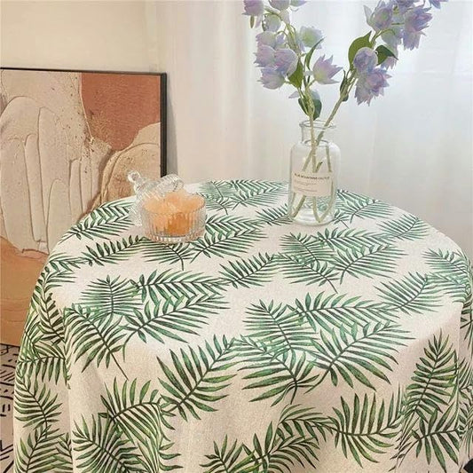 Nappe imprimée carrée en coton lin motif Feuille de Palme