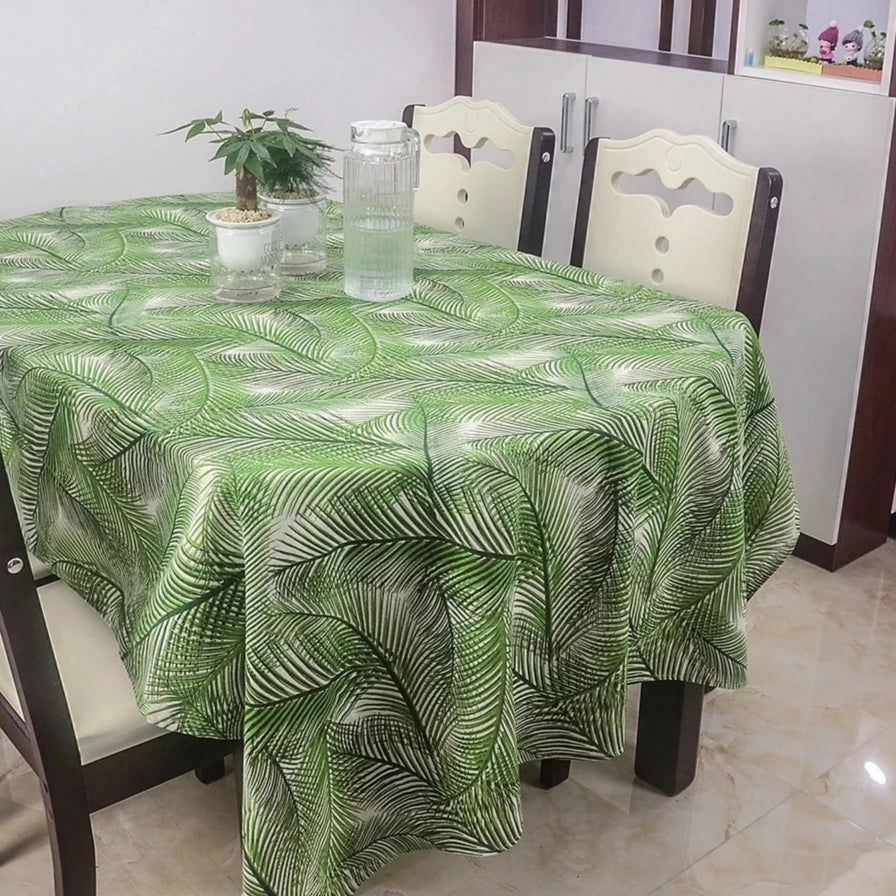 Nappe imprimée carrée en coton lin motif Feuilles de Palmes