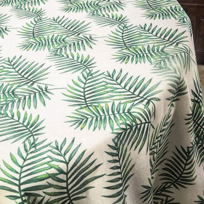 Nappe imprimée carrée en coton lin motif Feuilles de Palmes