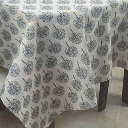 Nappe imprimée carrée en coton lin style motif Arbres Gris