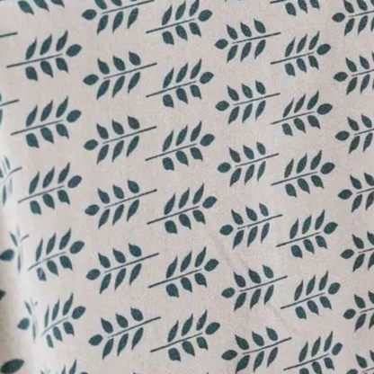 Nappe imprimée en coton lin bordure dentelle style champêtre feuilles bleues