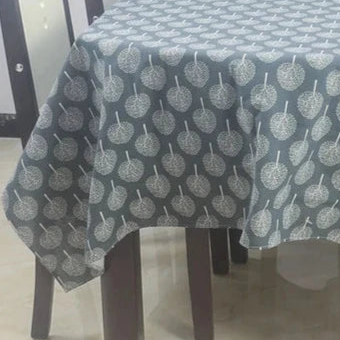 Nappe imprimée en coton lin motif Arbres blancs