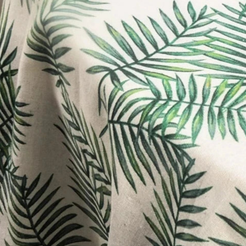 Nappe imprimée en coton lin motif Feuille de Palme