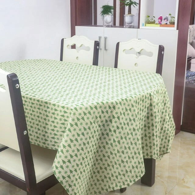 Nappe imprimée en coton lin motif Sapins