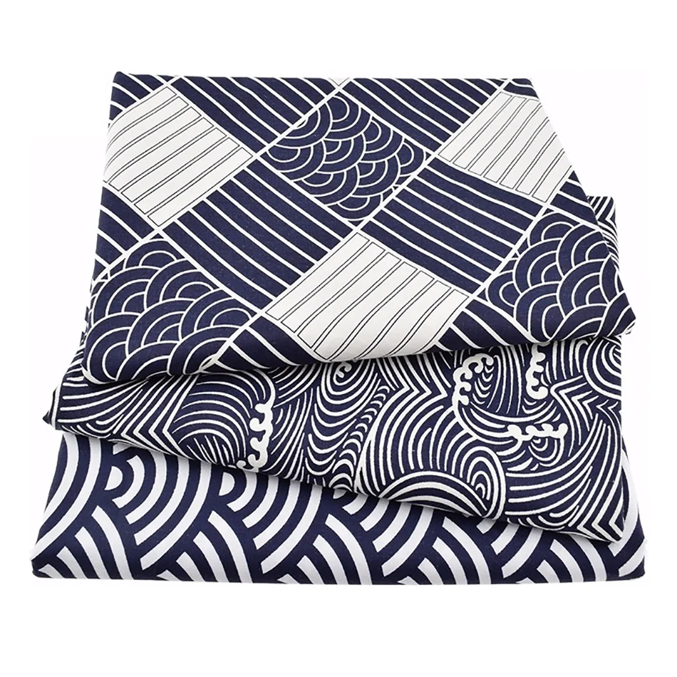 Nappe imprimée en coton lin style japonais à carreaux