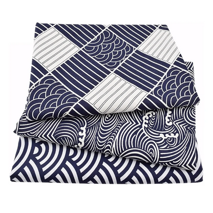 Nappe imprimée en coton lin style japonais à carreaux