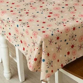 Nappe imprimée en lin motif Fleurs géométriques