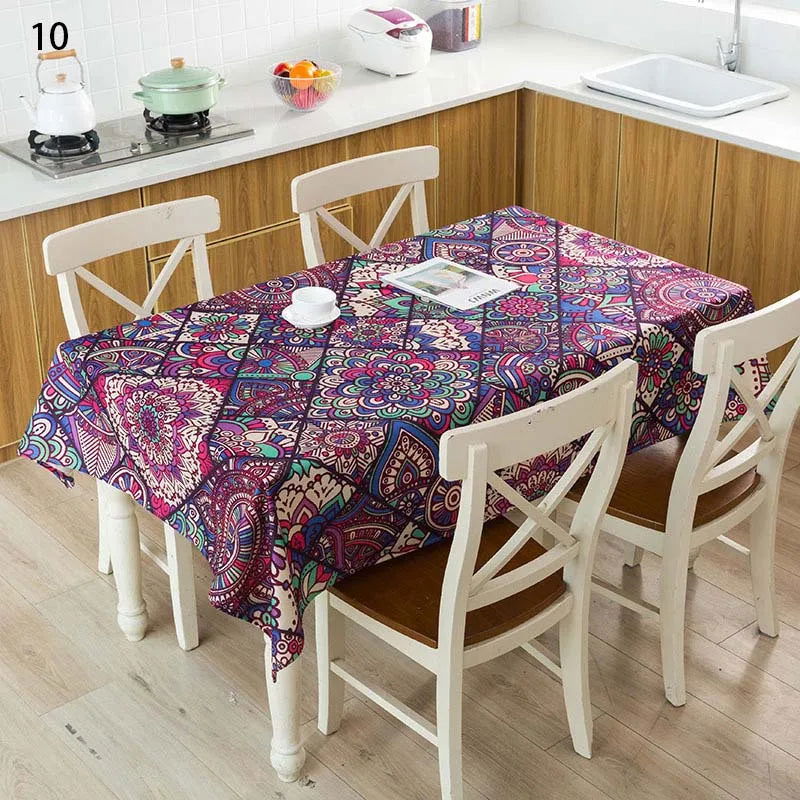 Nappe imprimée en lin motif Mandala violet