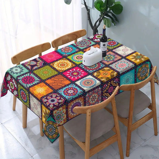 Nappe imprimée en polyester déperlant motif Mandala