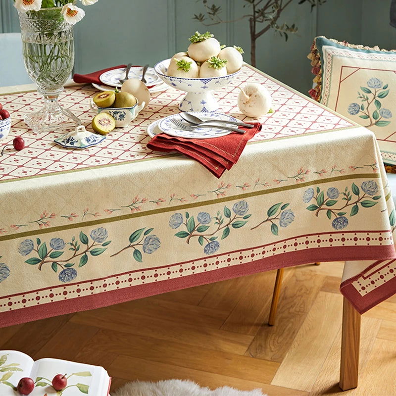 Nappe imprimée laine de lin motif pastoral américain