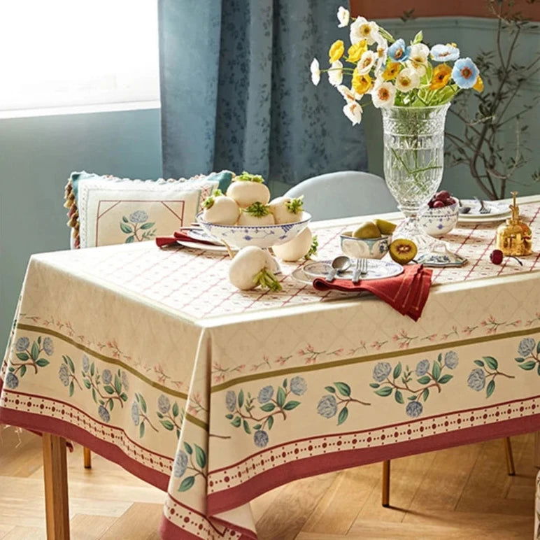 Nappe imprimée laine de lin motif pastoral américain