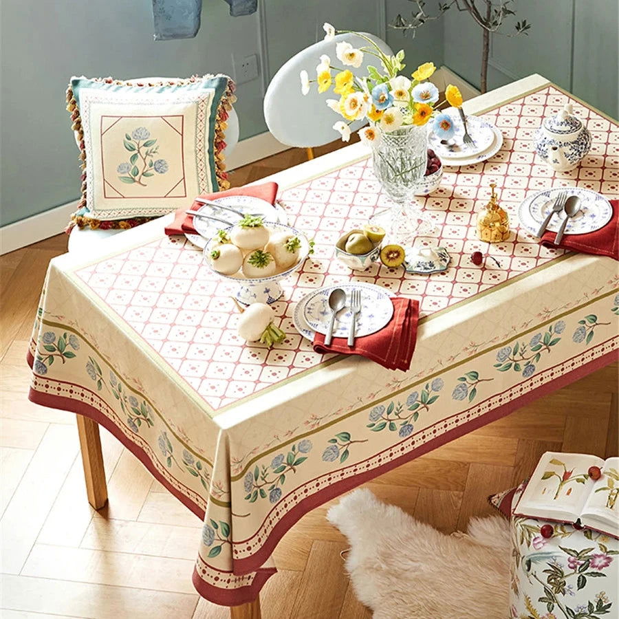 Nappe imprimée laine de lin motif pastoral américain