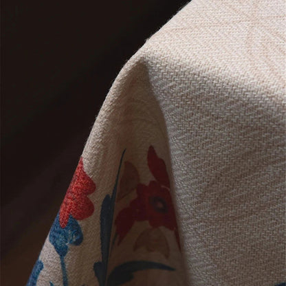Nappe imprimée laine de lin tissée déco vintage américaine bleu