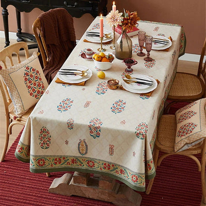 Nappe imprimée laine de lin tissée déco vintage américaine vert