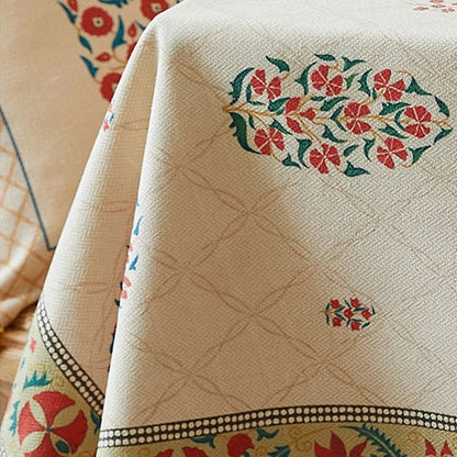 Nappe imprimée laine de lin tissée déco vintage américaine vert