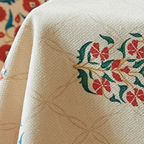 Nappe imprimée laine de lin tissée déco vintage américaine vert
