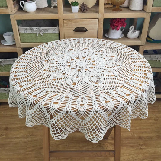 Nappe ronde vintage au crochet dentelle Mandala fait main 90cm