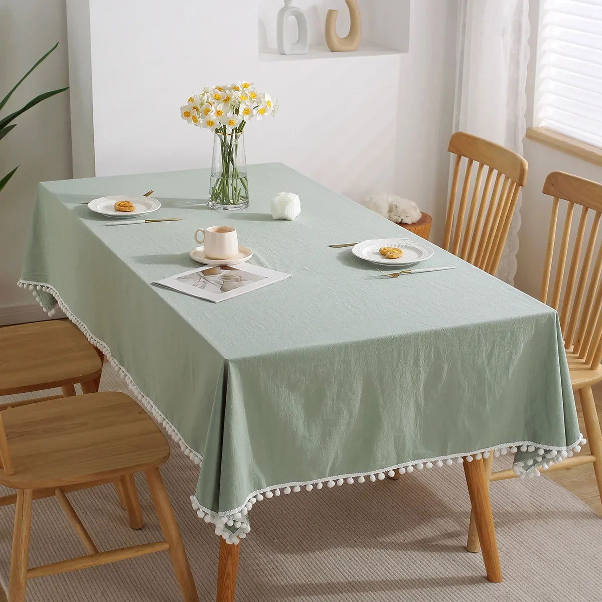 Nappe verte en coton