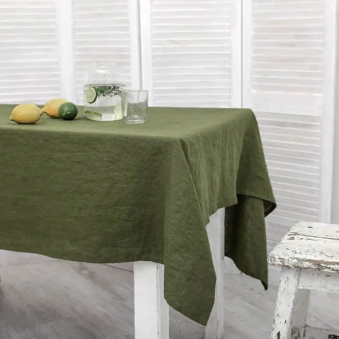 Nappe verte en pure lin style classique
