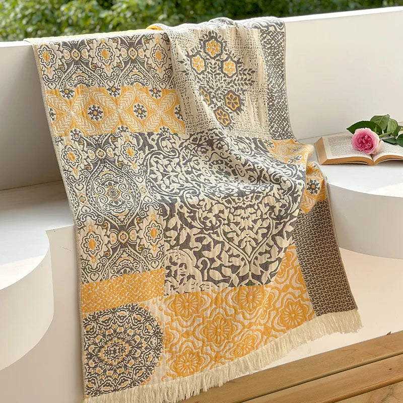 Serviette de Bain Jacquard  motif "Patchwork"