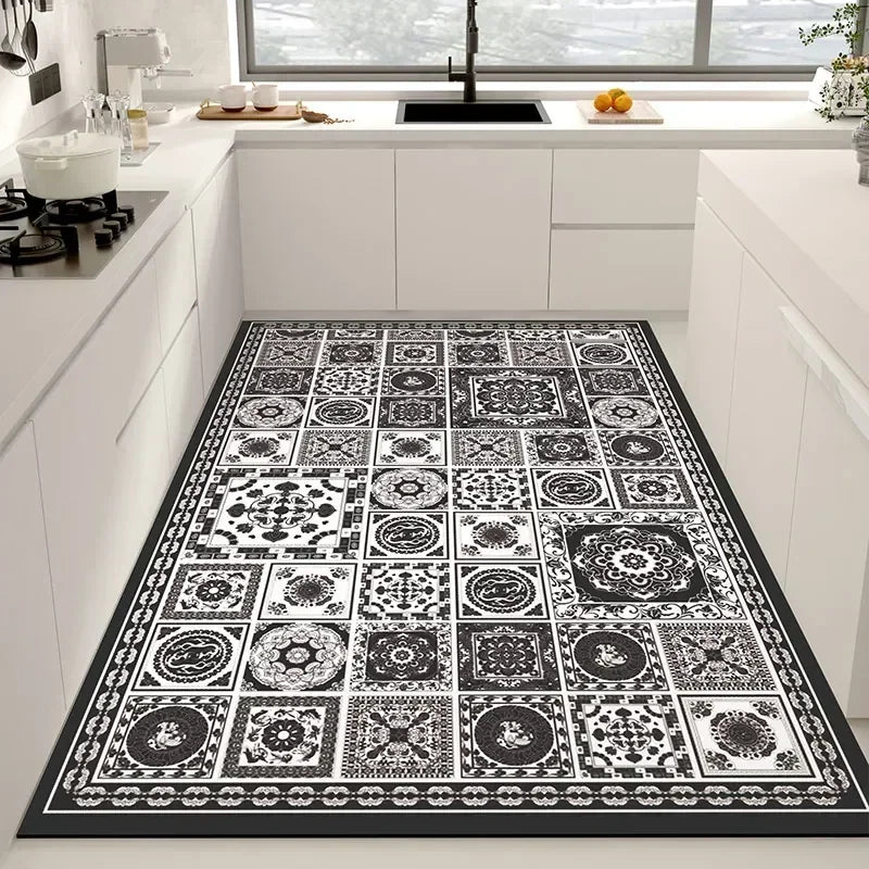 Tapis Cuisine Lavable Amortissant Motif Zellige Noir