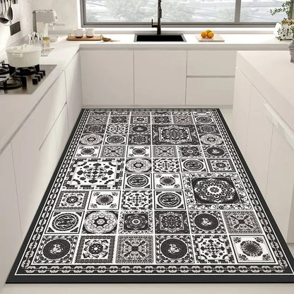 Tapis Cuisine Lavable Amortissant Motif Zellige Noir