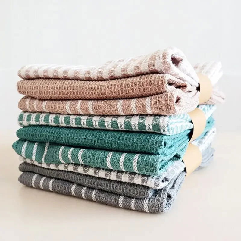 lot de 3 torchons en coton gaufré trio de ton 45x65
