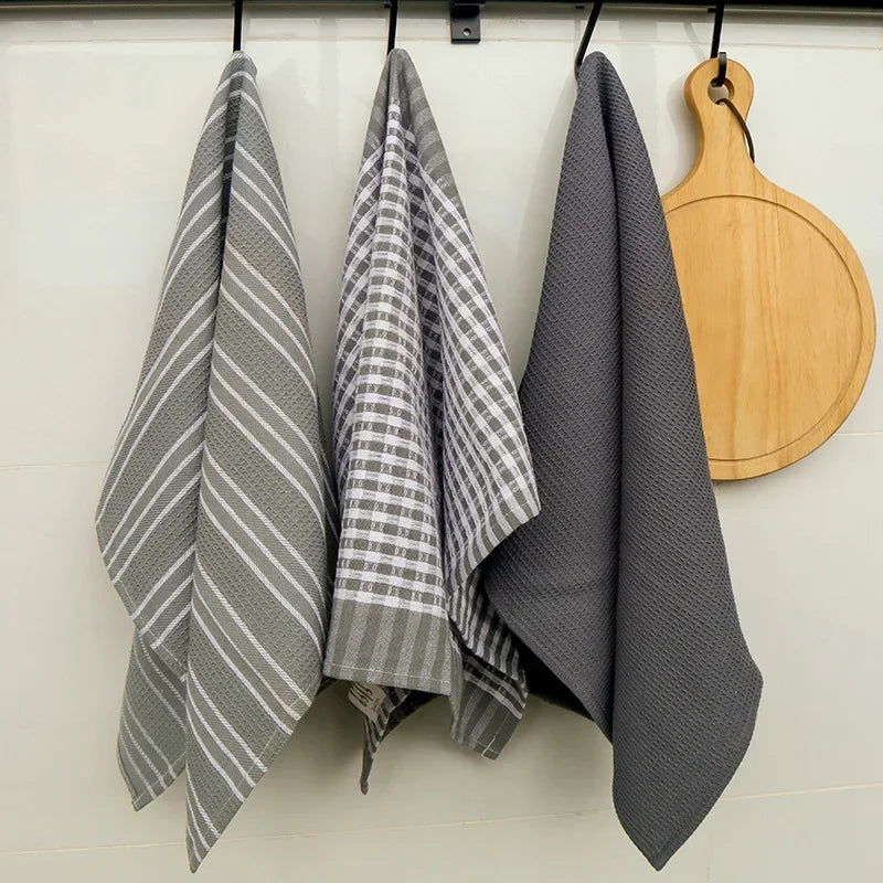 lot de 3 torchons en coton gaufré trio de ton 45x65